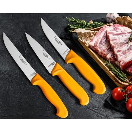 Lazbisa Kitchen Knife Set Meat Vegetable Fruit Bread Knife Chef 3 Pcs Gold Series Набор кухонных ножей