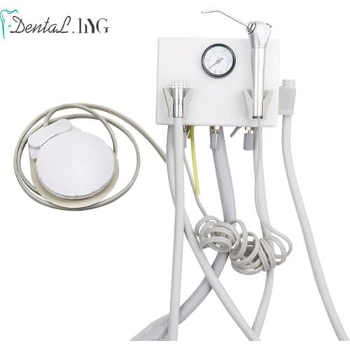 Portable Dental Turbine Unit 3 way syringe Foot Pedal Work With Air Compressor Dental 2Holes/4Holes Handpiece Dental Equipment