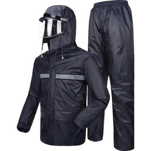 Hooded Coat Rain Pants for Motorcycle Impermeable Waterproof Riding Double Thickening Rainwear Rainstorm Raincoat Set R5C164