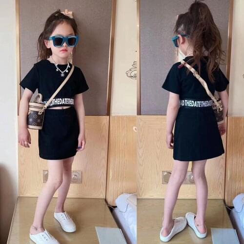 2pcs New Fashion Summer Toddler Girls T-shirt + Skirts Children Clothing Sets Teens Sport Suit Kids Clothes 3 8 10 12 Years