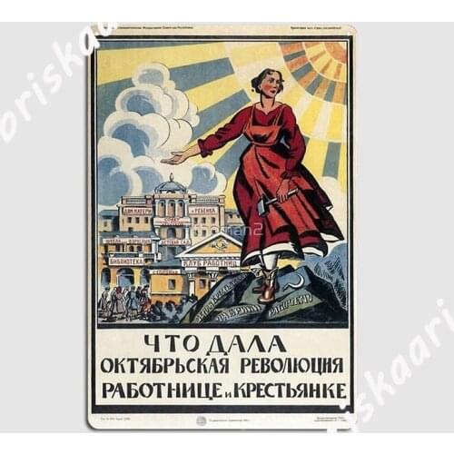 New Soviet Man Soviet Propaganda Metal Sign Wall Decor Club Bar Cinema Living Room personalized Tin sign Poster