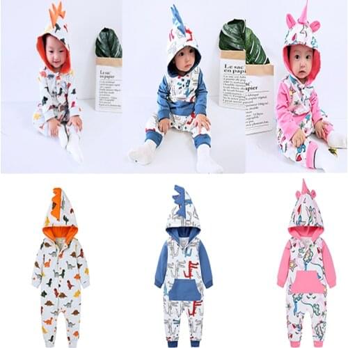 Baby Girl Clothes Autumn Baby Boy Clothes Dinosaur Climbing Newborn Rompers Cute Clothing Long Sleeve Hooded Jumpsuit Ropa Bebe