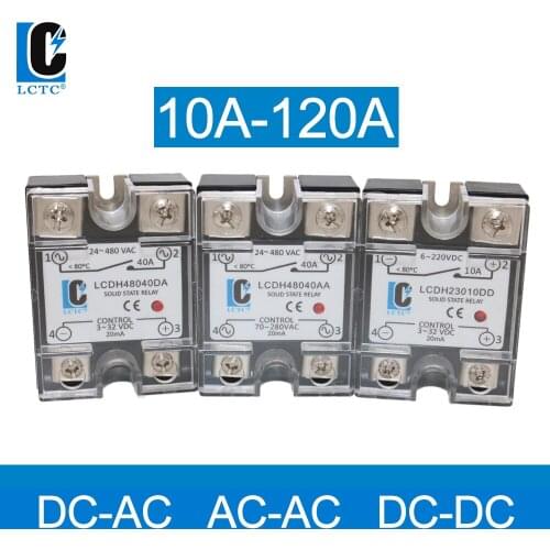 SSR DC TO AC Single Phase Solid State Relay AC TO AC DC TO DC 10A 25A 40A 60A 80A 100A 120A DA AA DD
