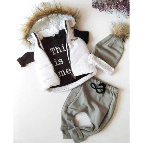 Newborn Essentials Baby Children Boy Clothing 4 Pcs Set Soft 100% Cotton 0-18 Months Hooded Vest Trousers Hat Body Baby Gift