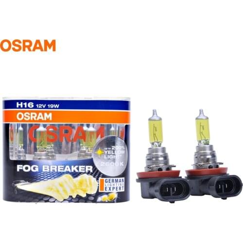 OSRAM H16 12V 19W 2600K 62219FBR Fog Breaker Series Xenon Super Yellow Fog Lamps Car Light 200% More Yellow Bulbs Pair