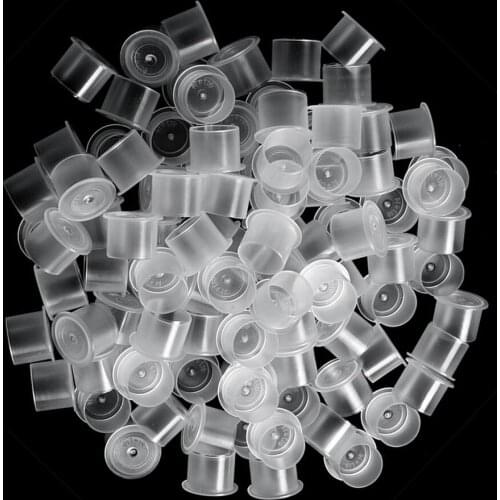 Plastic Cups Cap with Base for Tattooing Ink Pigment 15mm 100pcs