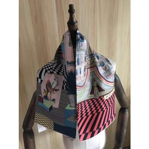 2021 new arrival fashion elegant head scarf theater 100% silk scarf 90*90 cm square shawl twill wrap for women lady girl