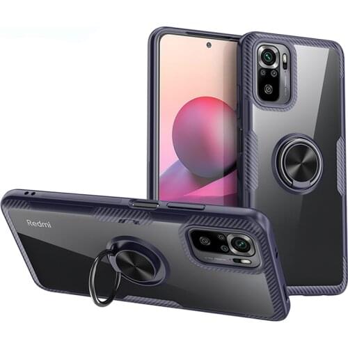 Transparent Car Holder Magnet Ring Phone Case Silicone Cover On For Xiaomi Redmi Note 10 Pro Max 10s 2021 Note10 10Pro 64/128 GB