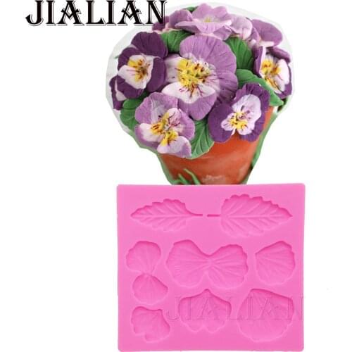 Pansies Flower Silicone mold Leaves fondant mould cake decorating tools leaf chocolate gumpaste mold T0999