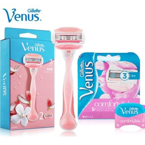 Original Women Razor Blades for Gillette Venus Razor Girl Body Hair Removal Shaver 3 Layers with Soap Replacement Shaving Blades