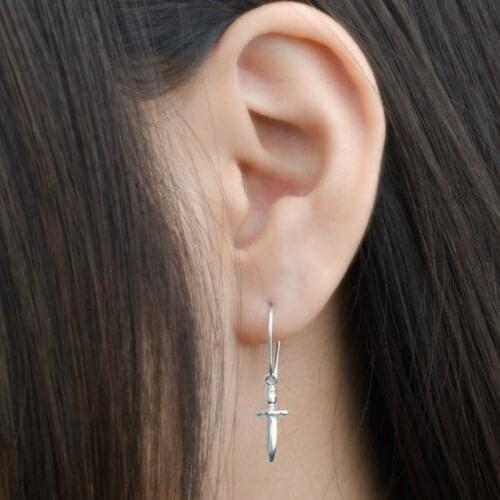Sword Dangle Earrings - Tiny Dagger Earrings - Pendulum Earrings - Drop Earrings