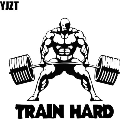 YJZT 15.6*14.2CM Interesting Fitness Train Hard Bodybuilder Decor Car Stickers Vinyl Graphic C12-0870