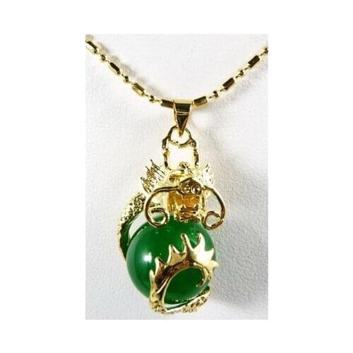 Jewelry green jade dragon phoenix amulet pendant necklace