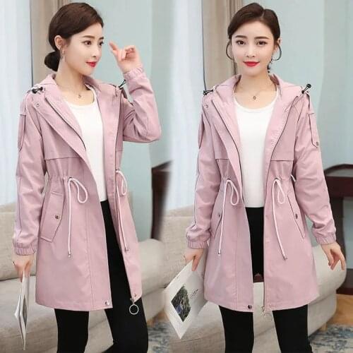 Women Windbreaker Autumn New Korean Loose Fashion Female Windbreaker Coat Lady Mid-length Trench Coat Tops Plus Size Outwear