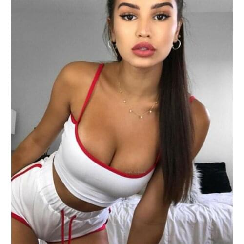 2019 New Style Fashion Hot Women Sexy Patchwork Yoga Suit Workout Sports String Vest Short Pants Athletic Short Sets