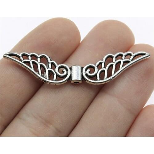 10pcs 52x12mm Angel Wings Spacer Beads Wing Small Hole Beads Wings Beads Charms For Jewelry Making