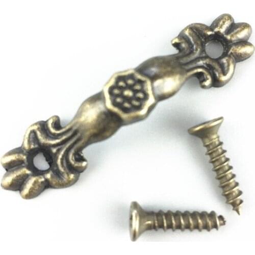10PCS 43*11mm Antique Handle Drawer Jewelry box Handle Furniture Knobs Cabinet Pulls For Drawer Cabin