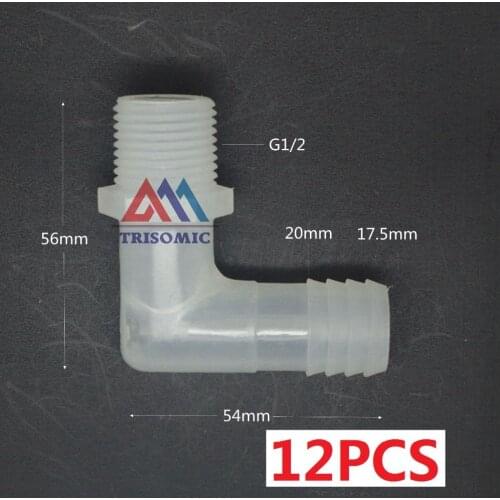 12 pieces 17.5mm*G1/2 Elbow screw thread Connector Tube Joiner PP Plastic Fitting Tank Airline acid and alkali resistant