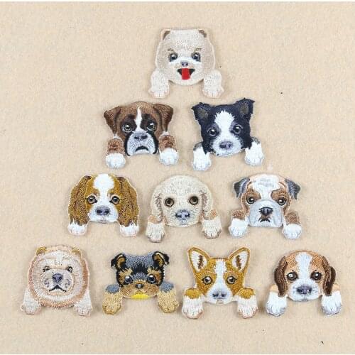 2PCS Pet Puppy Patch Cute Dog Animals Patches Embroidery Applique Iron on Transfers for Clothes T-shirt Jacket DIY Accessories