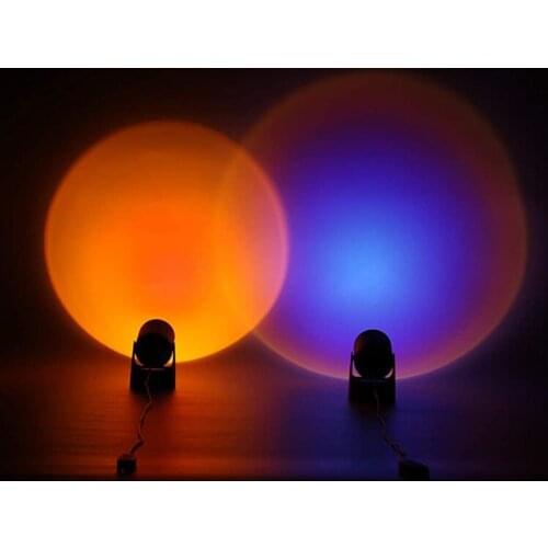 2021 Rainbow Sunset Projector Atmosphere Button Background Wall Decoration Projected Lamp Home Coffe Shop Colorful Light