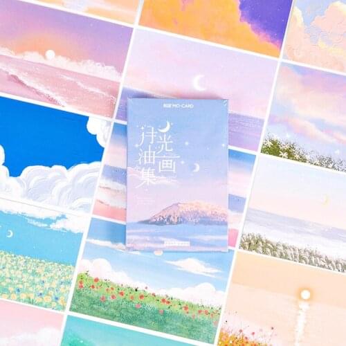 30 Pcs/Set Moonlight Oil Painting Series Postcard Ins Style Creative Greeting Wish Cards DIY Journal Decoration