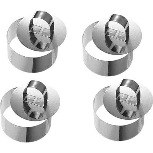 4 Pcs Cake Molds Stainless Steel Cake Rings Cake Mousse Mold With Pusher,3.15In Diameter(Round)