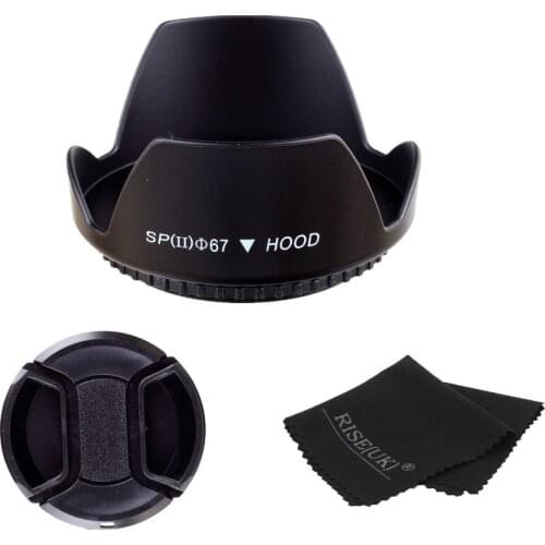 67MM Lens Hood + Cap + clean cloth for Nikon canon sony pentax camera with 67mm lens