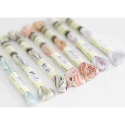 7 Variegated Colors Pearl Cotton thread 15 yards Size 5 100% Egyptian long staple Cotton Yarn Mercerized gassed