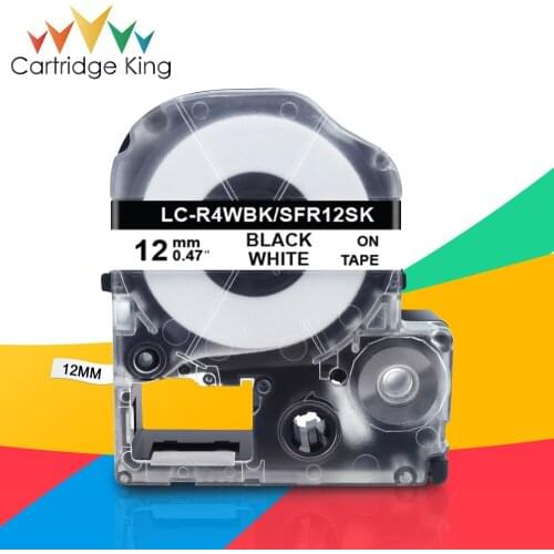 Satin Ribbon Labels for Epson SFR12SK LK-4WBK Black on White Labeling Tape Ribbon fit for Epson Label Printer LabelWorks LW-300