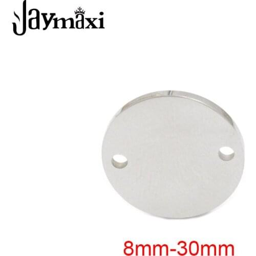 Jaymaxi Stainless Steel Round Tag 8mm-30mm Smooth Mirror Polished DIY Jewelry Pendant Engrave Logo Name Charm 20Pieces/lot