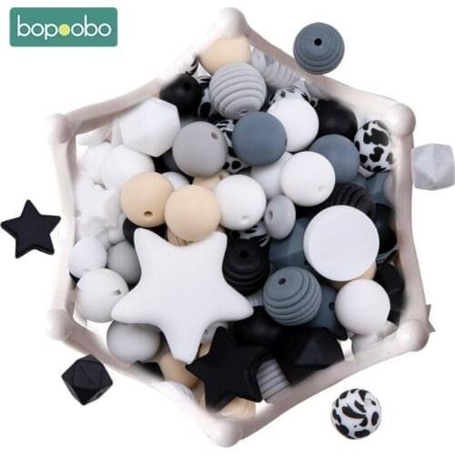 Bopoobo Baby Teether Silicone Beads Leopard DIY Set Round Food Grade BPA Free DIY Necklace Pendant Accessories For Baby Product