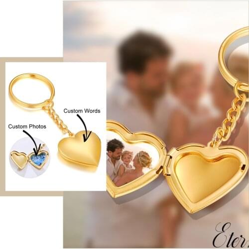 Women Personalize Engrave Name Heart Locket Key Chains,Custom The Photo of Family,Love Keepsake Gifts