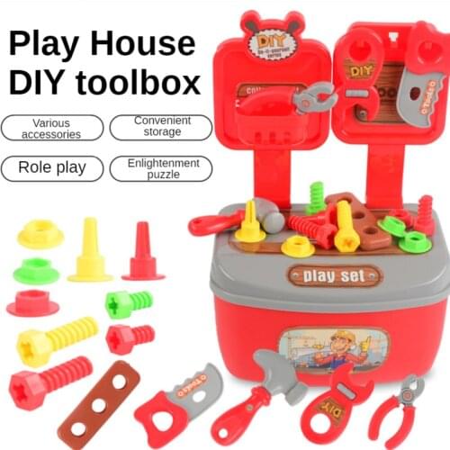 Kids Pretend Play Toys Puzzle Hobbies Play House DIY Toolbox Engineer Simulation Tool Kit Toy Box Set Boys Role Play Game Gifts