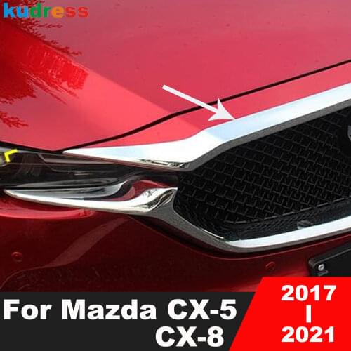 For Mazda CX5 CX-5 CX8 CX-8 2020 2017 2018 2019 Chrome Front Engine Machine Lid Cover Trim Car Grille Upper Hood Stick Garnish