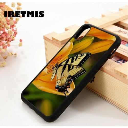 Iretmis 5 5S SE 6 6S Soft TPU Silicone phone case cover for iPhone 7 8 plus X Xs 11 Pro Max XR Tiger Swallowtail Butterfly