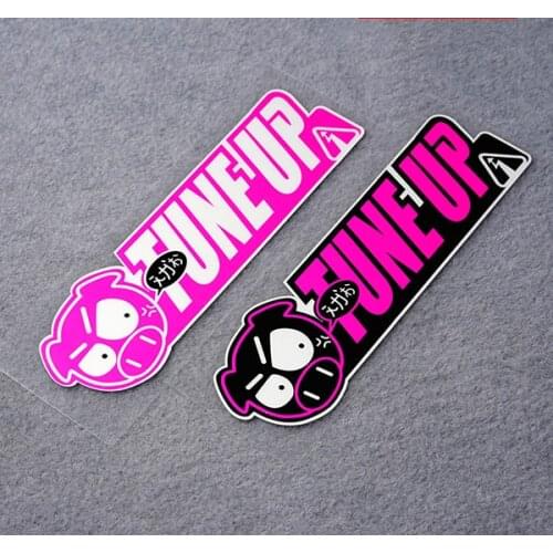 JDM Modified Drift Decoration Stickers Guardian Ribbon Rear Window Power Pig Tune Up Funny Motorcycle Decals Reflective