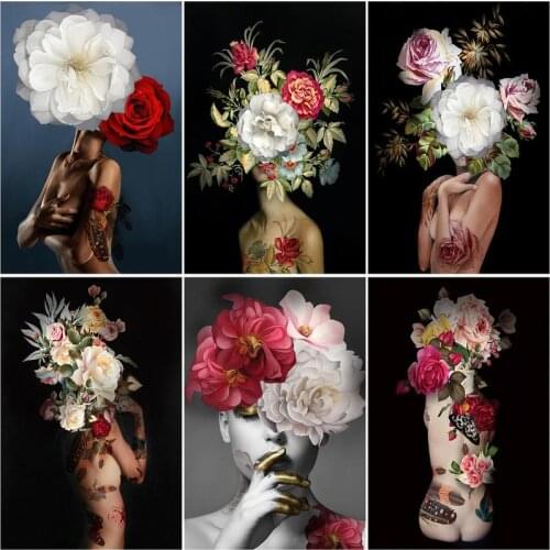 CHENISTORY Frame Picture Diy Oil Painting By Numbers Flowers Women Acrylic Wall Art Home Decors Coloring By Numbers For Diy Gift