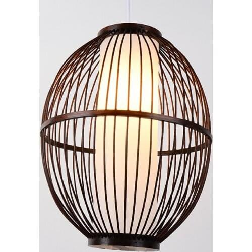 Chinese rustic hand knitting bamboo coffee Pendant Lights Modern vintage E27 LED lamp for porch&parlor&stairs&corridor LHDD028