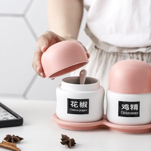 Brief kitchen egg shape ceramic seasoning salt jar Beautiful candy color pepper spices storage bottle