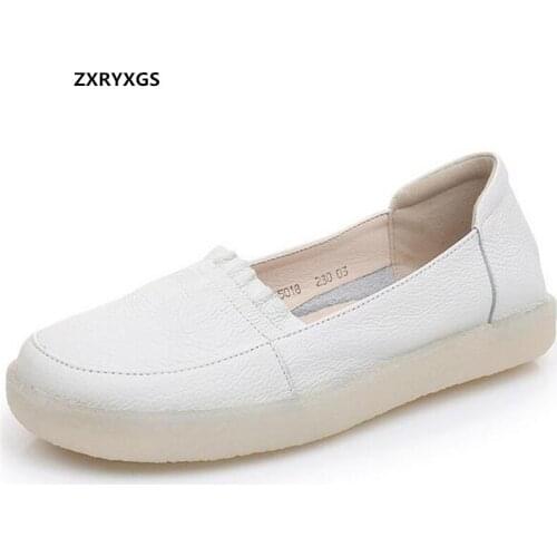 2021 High-quality Soft Cowhide White Shoes Doctor Nurse Shoes Flat Sneakers Large Size Comfort Hospital Beauty Salon Work Shoes