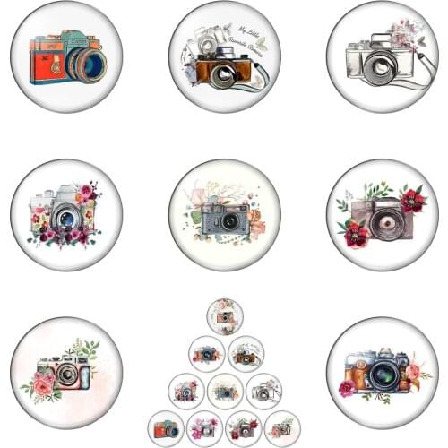Cameras Record Beautiful Things Camera Painting 12mm/20mm/25mm/30mm Round Photo Glass Cabochon Demo Flat Back Making Findings