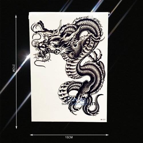 Cool Chinese Black Dragon Totem Tattoo Sticker For Men Women Body Art Arm Back Tatoo Decals Fake Temporary Tattoo Stickers PB227