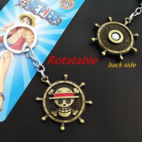 Hot Selling Anime One Piece Keychain Mokey D Luffy Logo Key Chian Rotatable Alloy Car Key Ring Pendant Of High Quality Memento