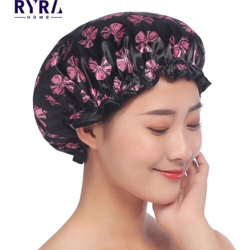 Hot Sale Shower Cap Waterproof High Quality Hair Salon Elastic 1PC Thicken For Women Bath Hat Bathroom Products Satin Bonnet