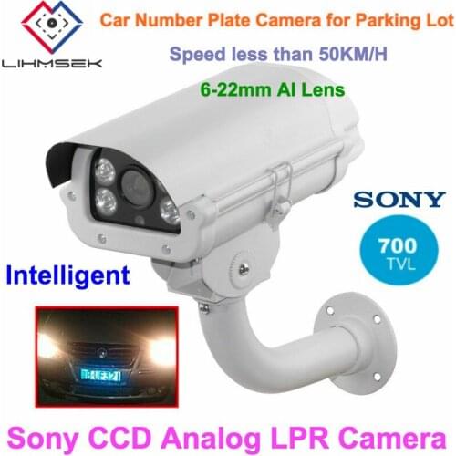 Lihmsek Ground Sensor 6-22mm Auto Iris Lens 700TVL Analog LPR Car Number Plate Camera for Parking Lot/Entrance/Gas Station
