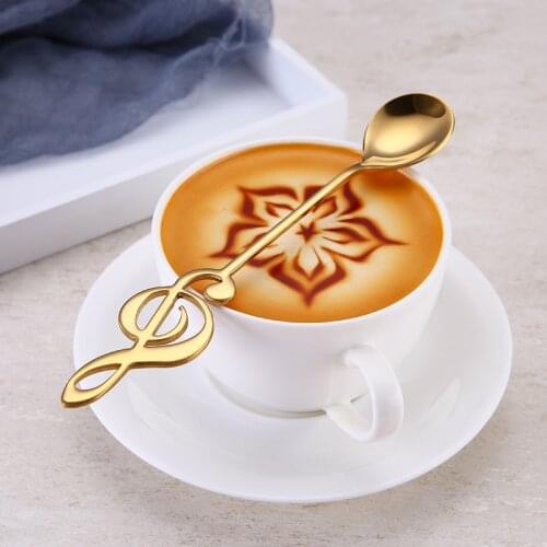 SPKLIFEY 7 Colors Tea Spoons Stainless Steel Tea Spoons Set 4 Pcs Coffee Spoon Set Music Tea Spoon for Tea Party Dropshipping