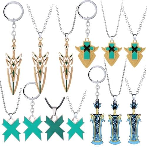 New Arrival Game Xenoblade Chronicles 2 Heroine Weapon Sword Keychain Bead Leather Chain Necklace Soul Core Accessory Gift Men