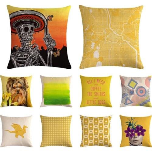 Personality skull skeleton cushion cover giraffe sunflower pillow cover car chair sofa home decoration pillow case 45x45cm