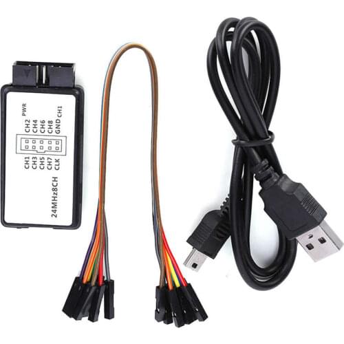 LA1002 Portable Mini Logic Analyzer USB 5MHz 24M Sampling Rate 8 Channels Logic Analyzer Professional Microcontroller Device Set