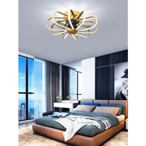 Bedroom ceiling fan light living room dining room nordic ceiling fan light modern trend line fan chandelier
